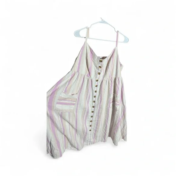 Torrid linen cotton Pastel Striped Midi Dress with pockets - Picture 3 of 7